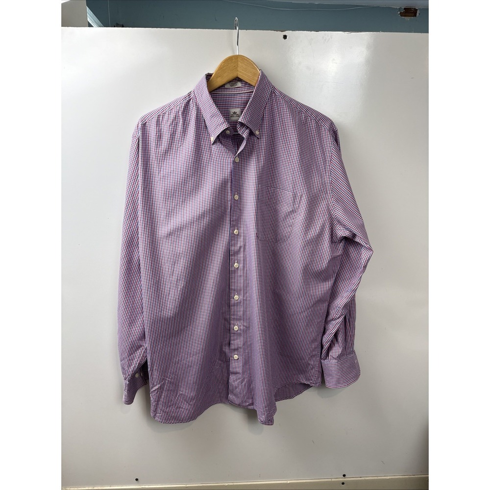 Peter Millar Button Down Shirt purple Check NANOLUXE Men's XL